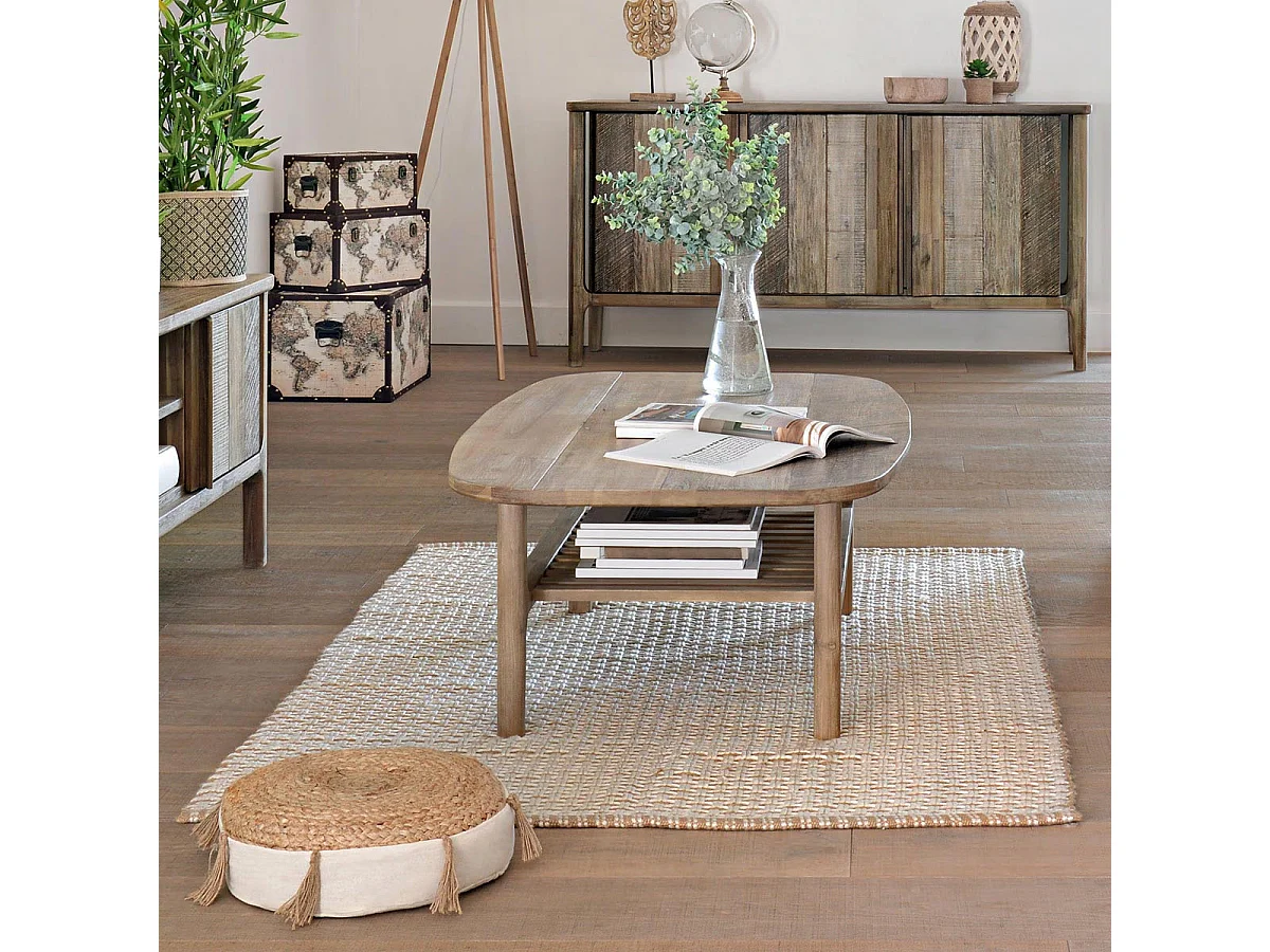 Table Basse 1 Niveau Bois "Banila" 120cm Naturel