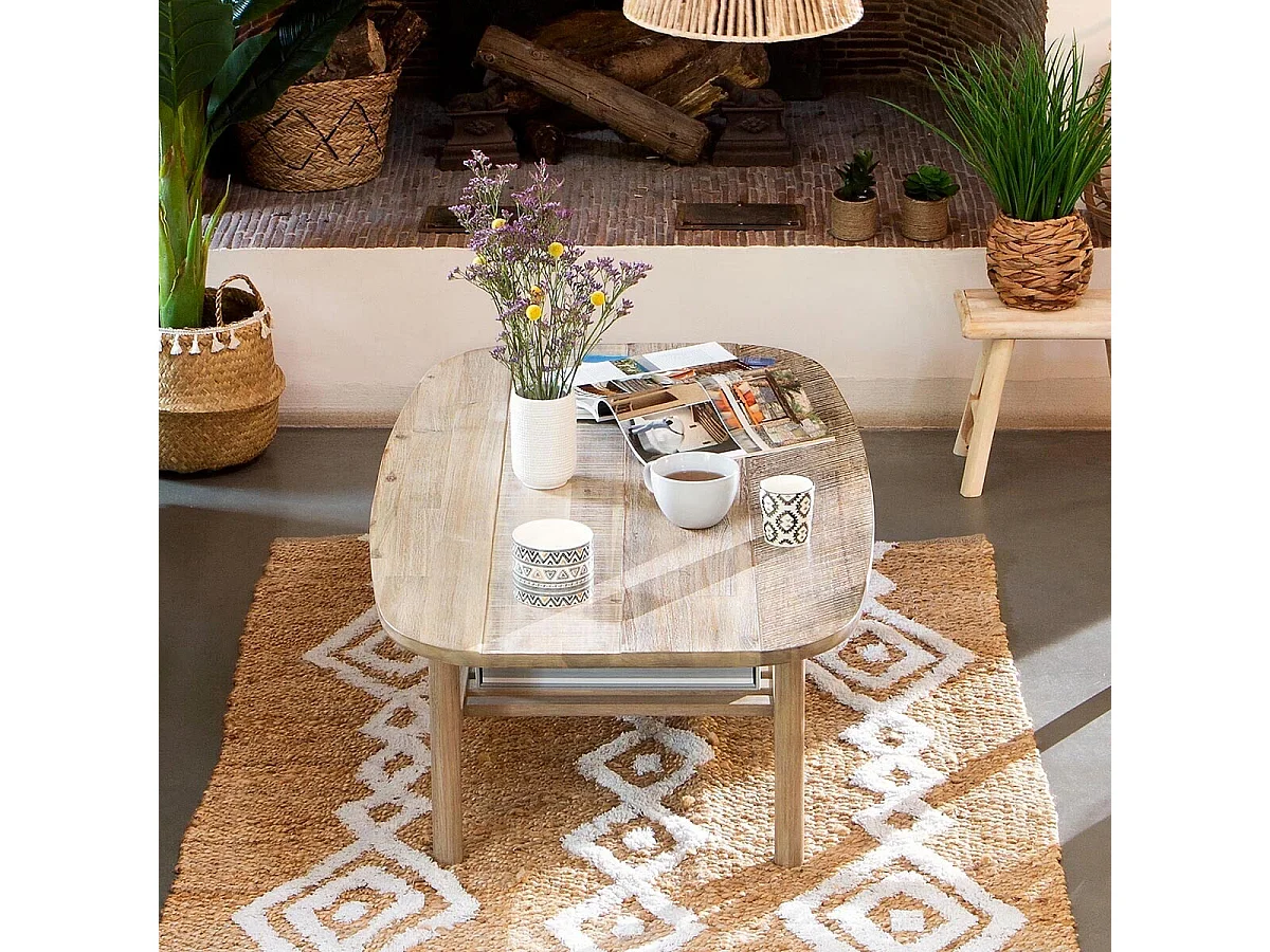 Table Basse 1 Niveau Bois "Banila" 120cm Naturel