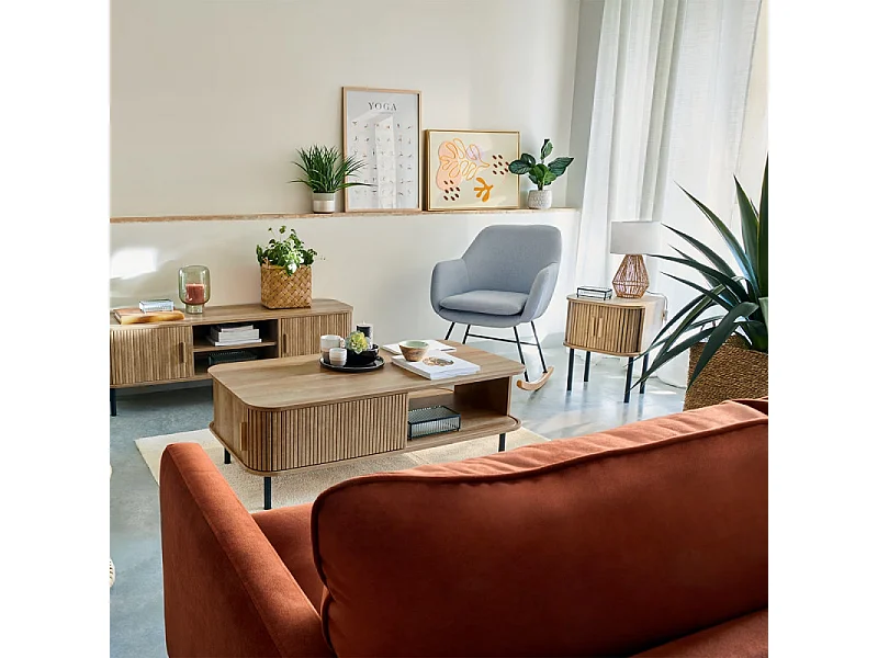 Table Basse 2 Portes "Colva" 120cm Beige