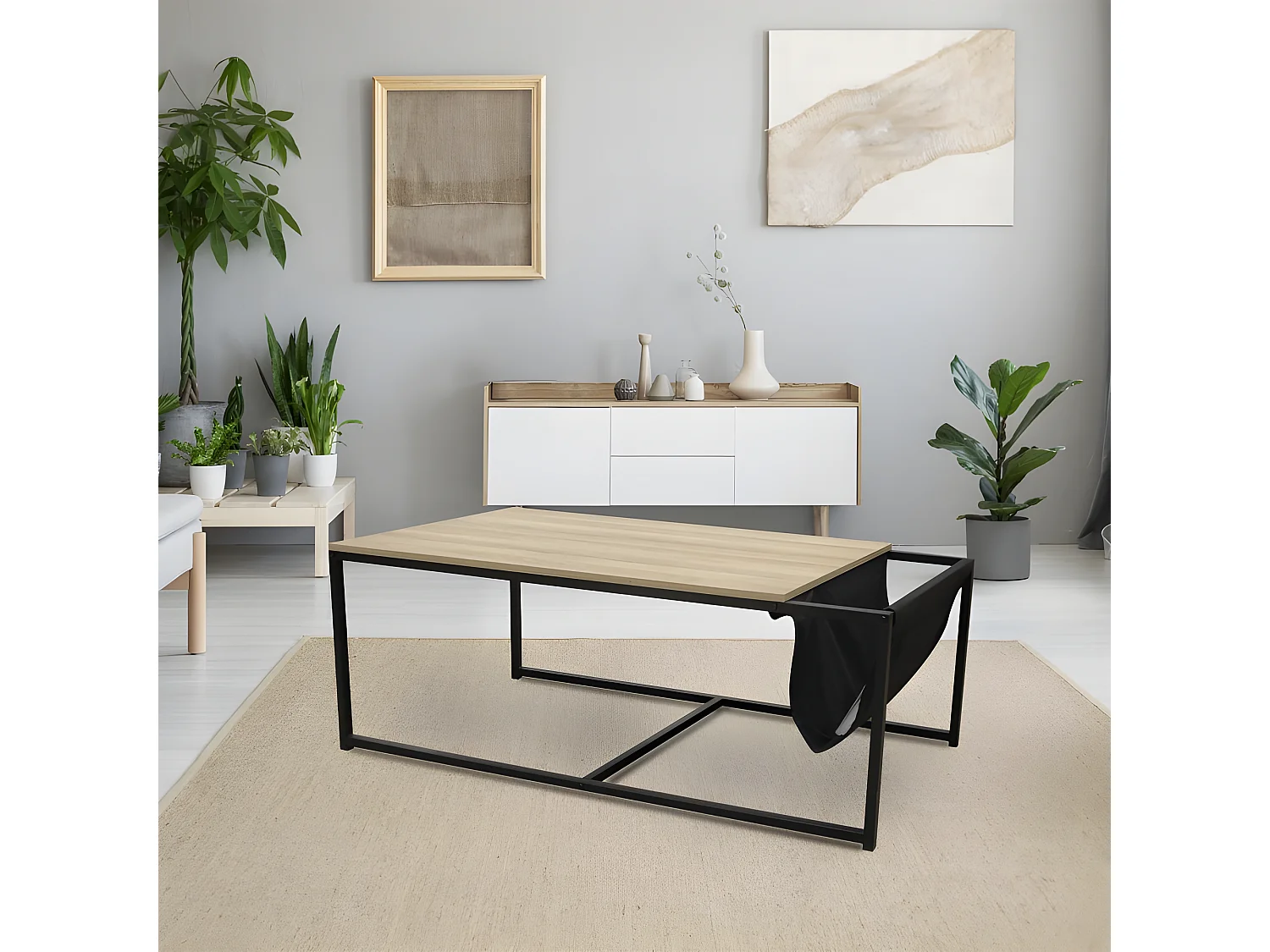 Table Basse avec Porte-Revues "Nate" 112cm Naturel