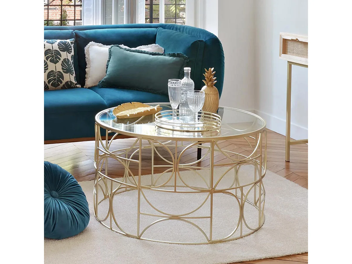 Table Basse Ronde Design "Suite" 71cm Or