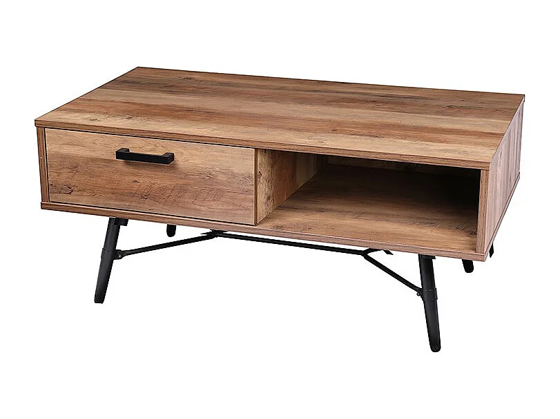 Table basse 1 tiroir pieds métal Hampton