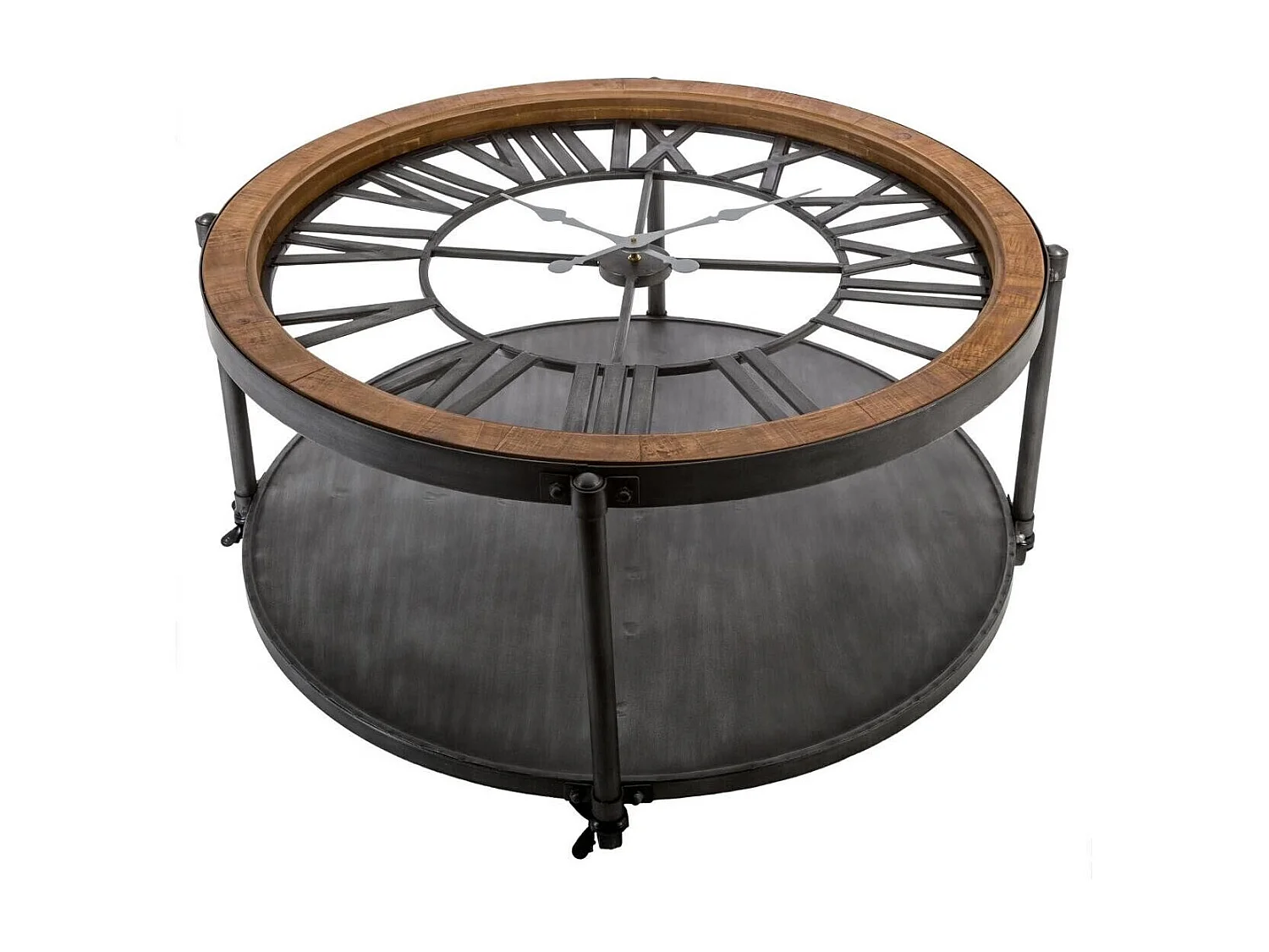Table Basse Ronde en Métal "Chrono" 89cm Noir
