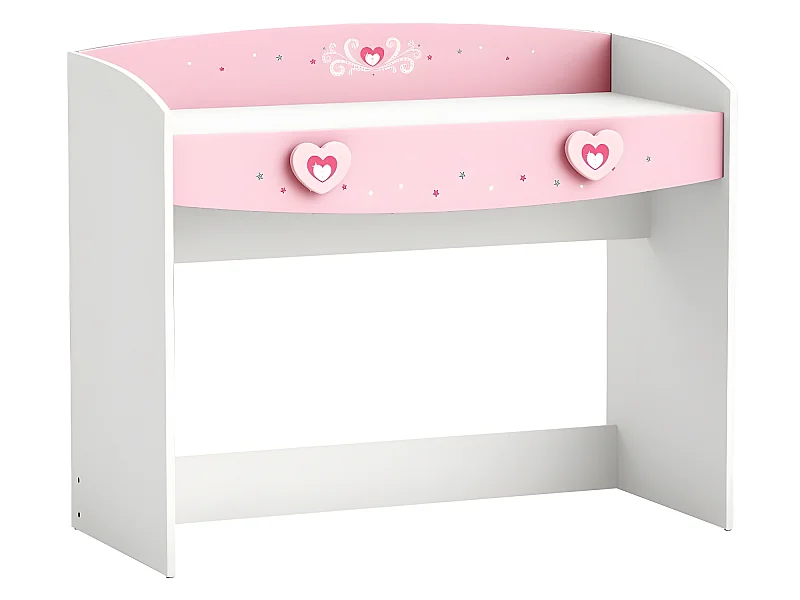 Bureau 1 tiroir Anastasia rose et blanc