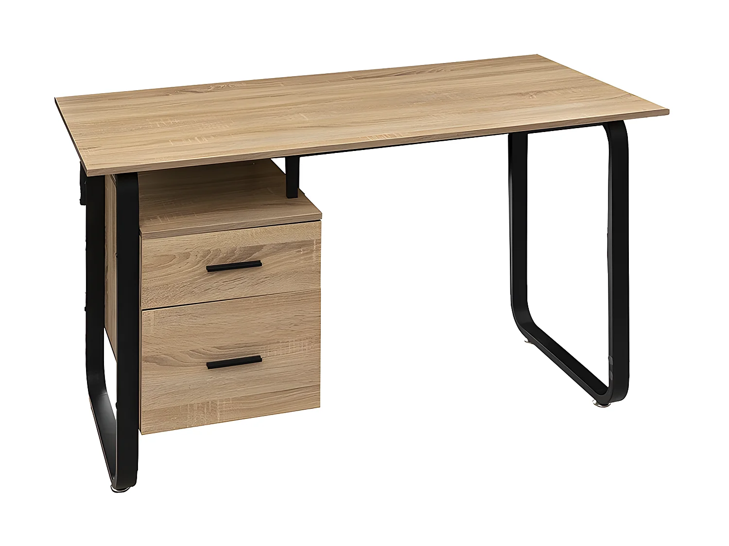 Bureau 2 Tiroirs Design "Caisson" 120cm Naturel