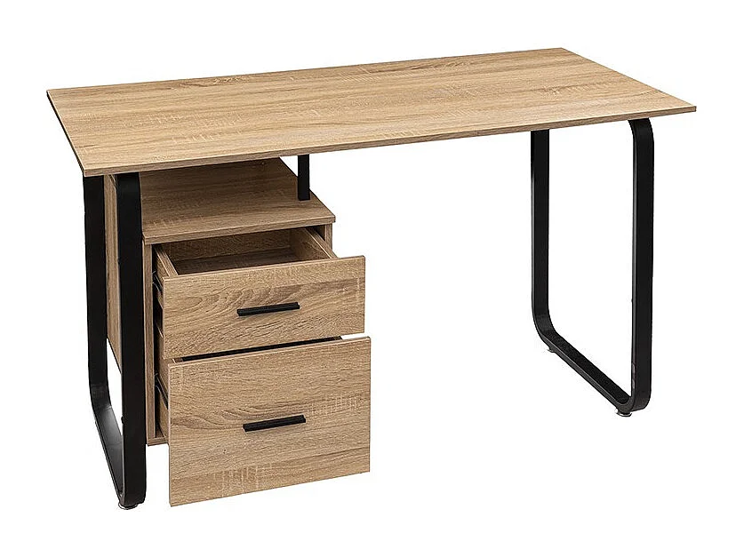 Bureau 2 Tiroirs Design "Caisson" 120cm Naturel