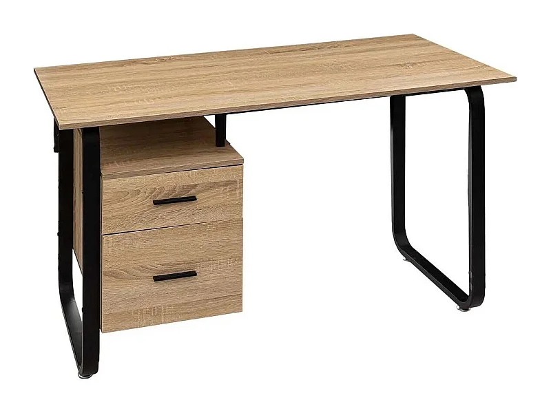 Bureau 2 Tiroirs Design "Caisson" 120cm Naturel