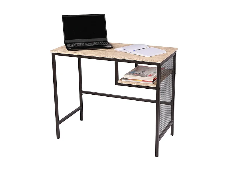 Bureau industriel métal noir avec étagère Dock