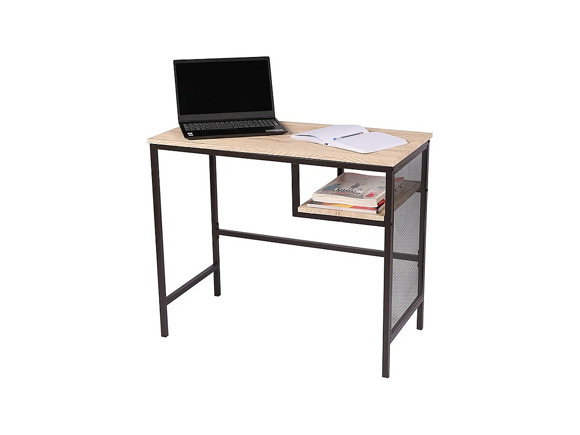 Bureau industriel métal noir avec étagère Dock