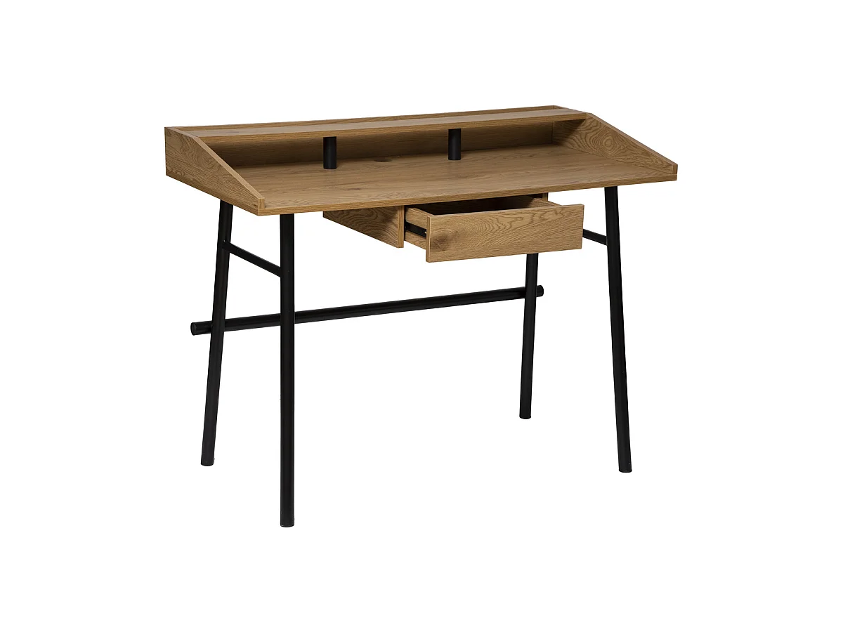 Bureau 1 Tiroir "Josan" 110cm Beige & Noir