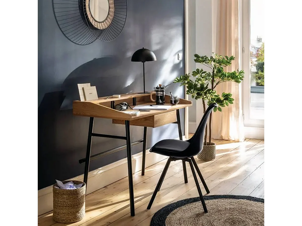 Mesa Escritorio Ind. Josan Cajón Roble y Negro 110 cm