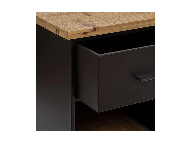Bureau 1 Tiroir Design "Cierna" 120cm Noir & Naturel