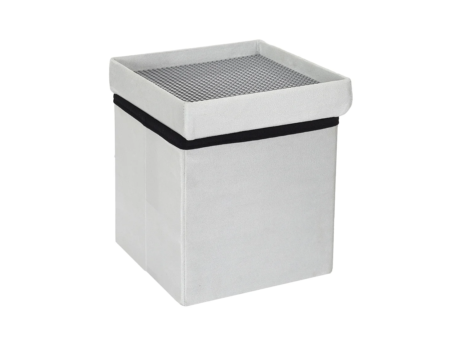 Coffre Pouf Pliable Compatible Brique Gris Gris