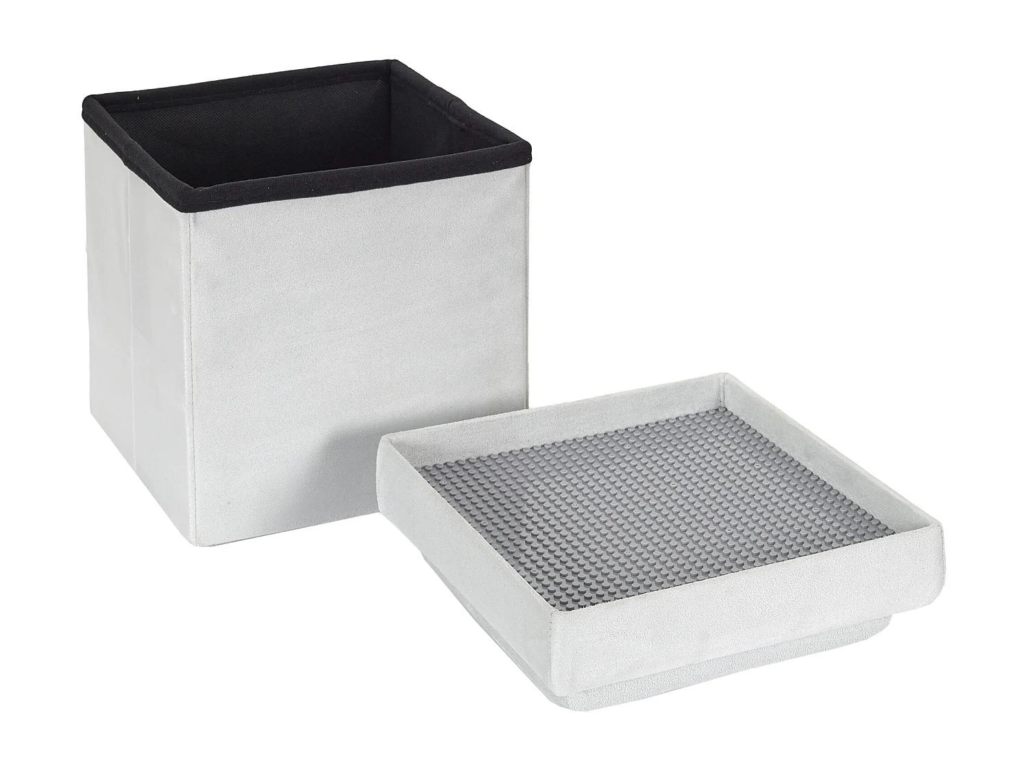 Coffre Pouf Pliable Compatible Brique Gris Gris