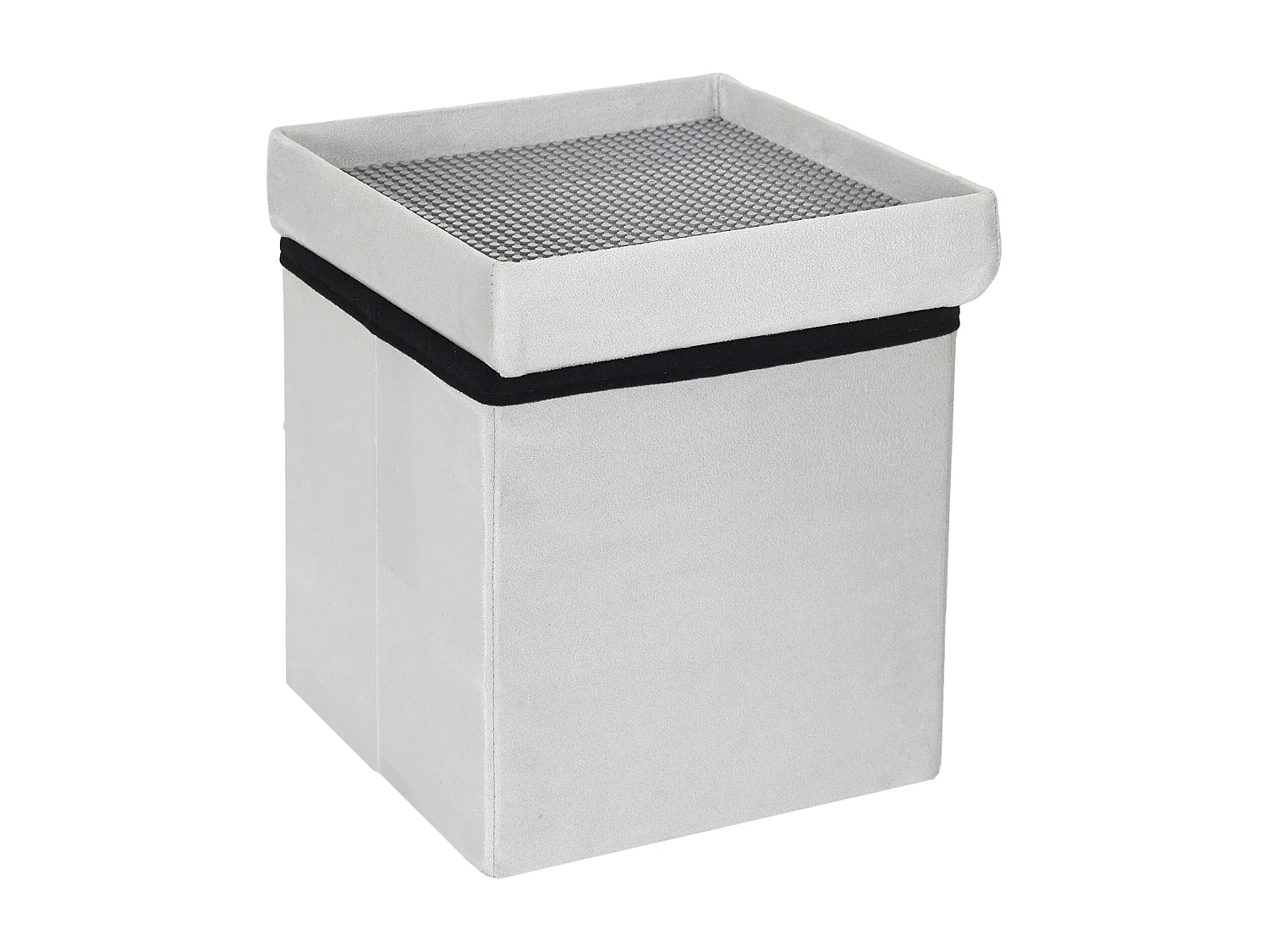 Coffre Pouf Pliable Compatible Brique Gris - Lot De Out Gris