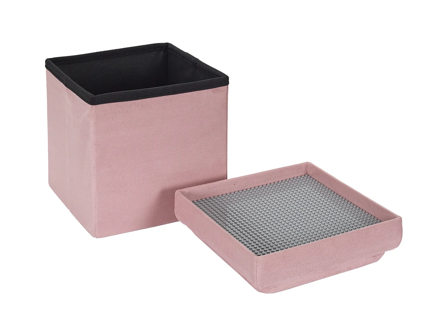 Coffre Pouf Pliable Compatible Brique Rose Rose