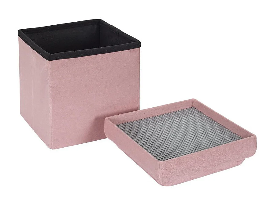 Coffre Pouf Pliable Compatible Brique Rose Rose