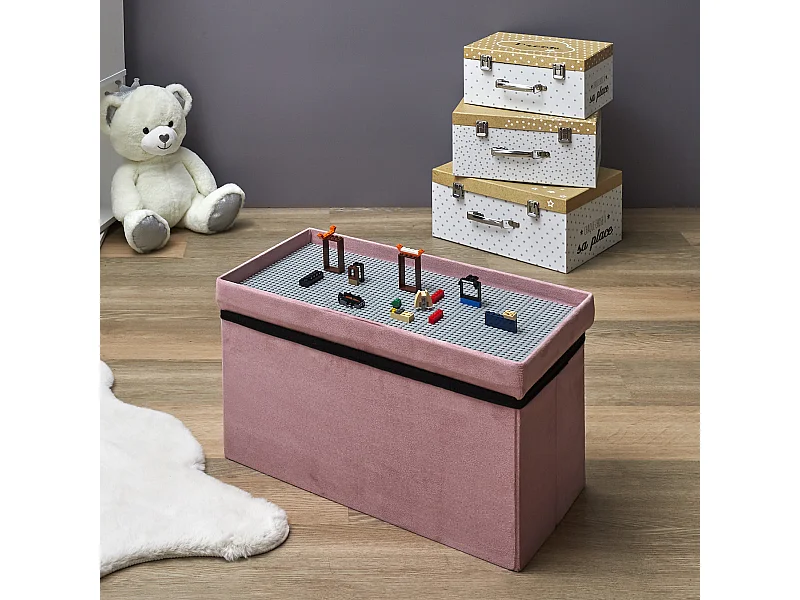 Coffre Banc Pliable Compatible Brique Rose