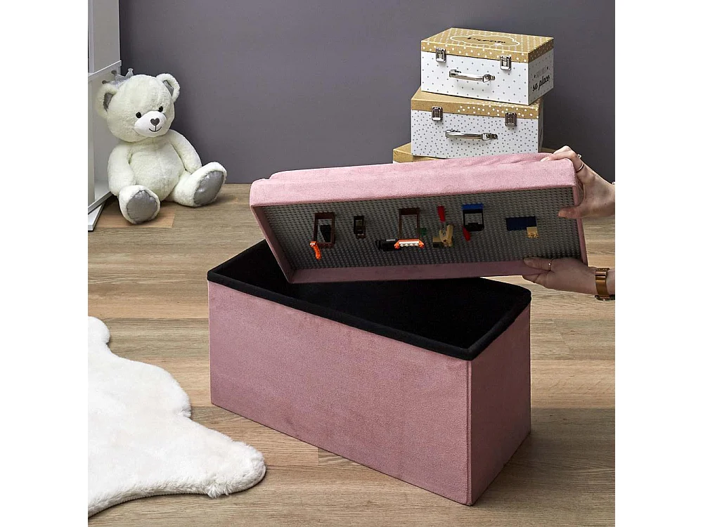 Coffre Banc Pliable Compatible Brique Rose