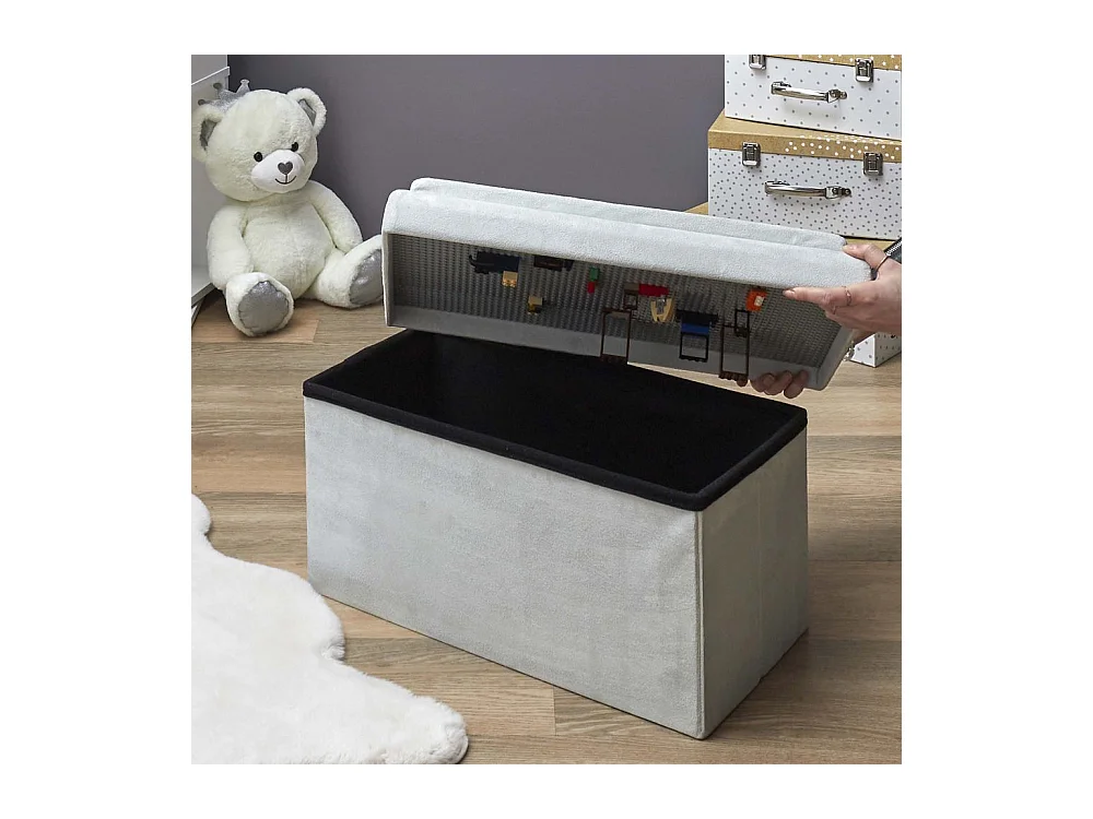 Banc & Coffre Pliable Enfant "Brique" 52cm Gris