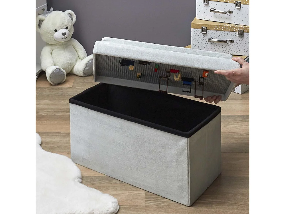 Banc & Coffre Pliable Enfant "Brique" 52cm Gris