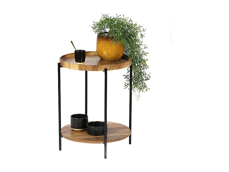 Table d'appoint ronde 2 niveaux Joya Urban Living - Naturel