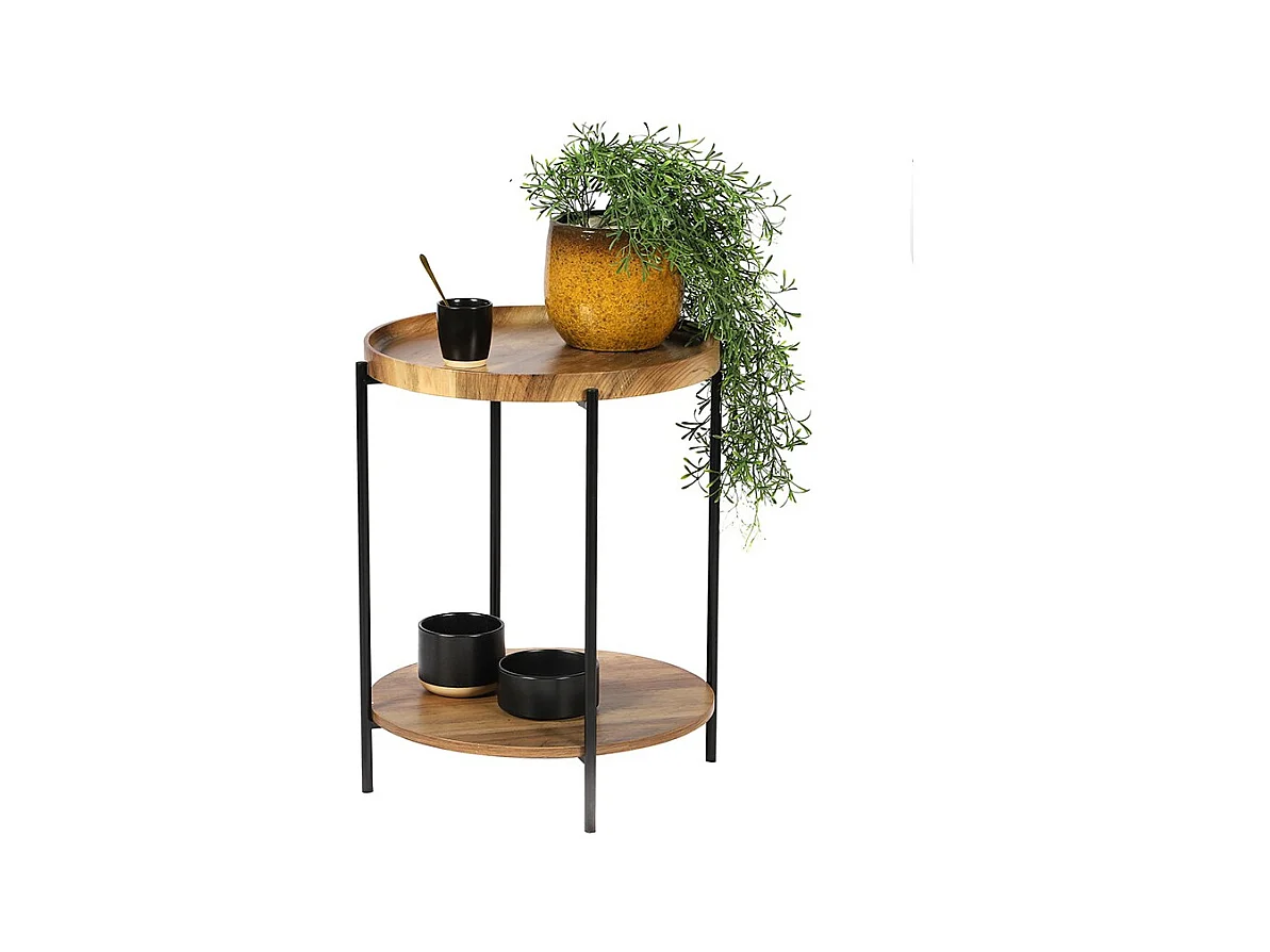 Table d'appoint ronde 2 niveaux Joya Urban Living - Naturel