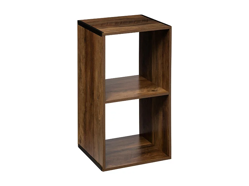 Meuble Étagère 2 cases de rangement effet bois foncé style Industriel H 67.5 cm