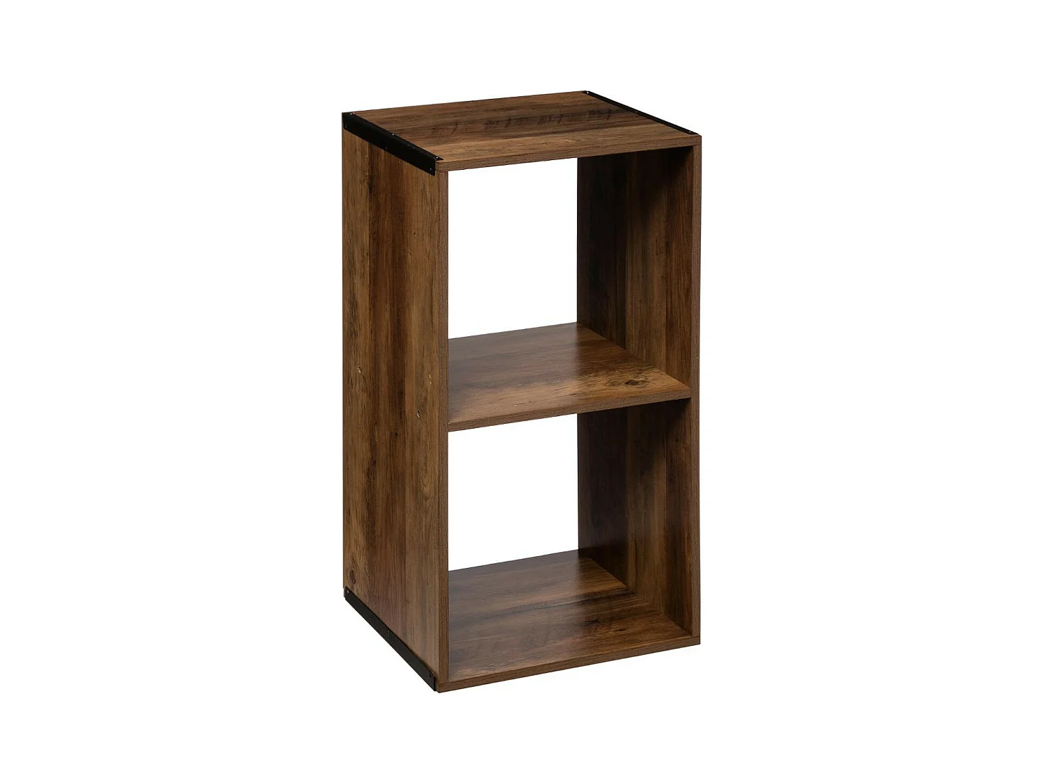 Meuble Étagère 2 cases de rangement effet bois foncé style Industriel H 67.5 cm