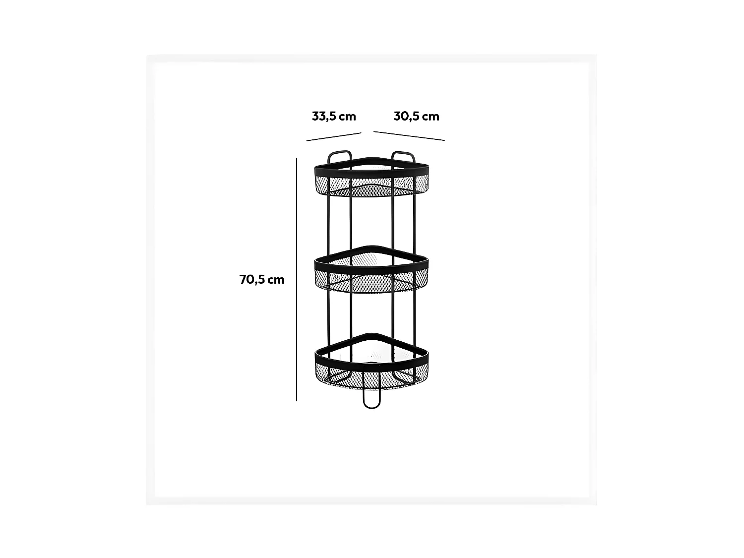 Étagère d'Angle 3 Niveaux "Mayaj" 70cm Noir
