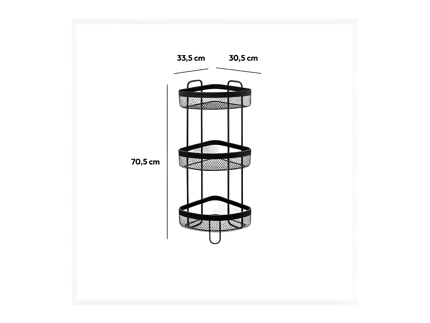 Étagère d'Angle 3 Niveaux "Mayaj" 70cm Noir