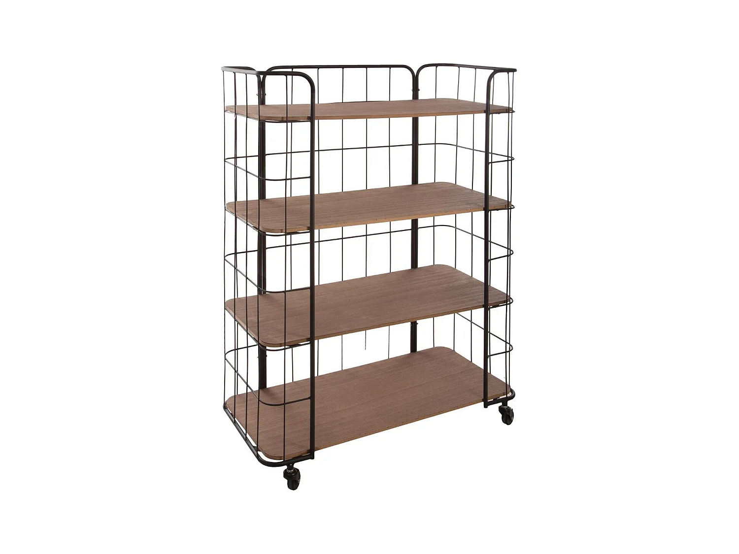 Étagère de rangement 4 niveaux en métal et bois H 97.5 cm