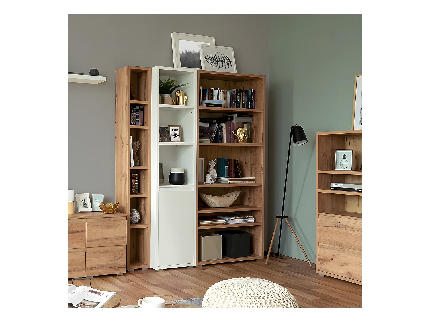 Etagère 85 cm 6 niches naturel