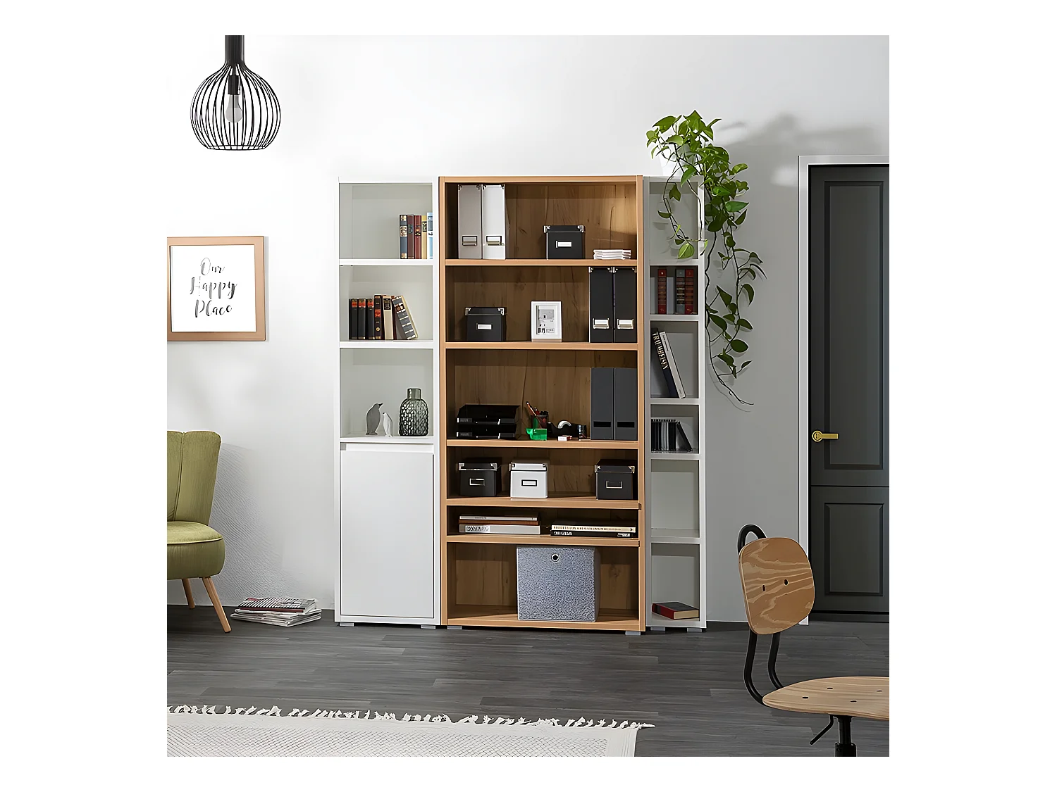 Etagère 85 cm 6 niches naturel