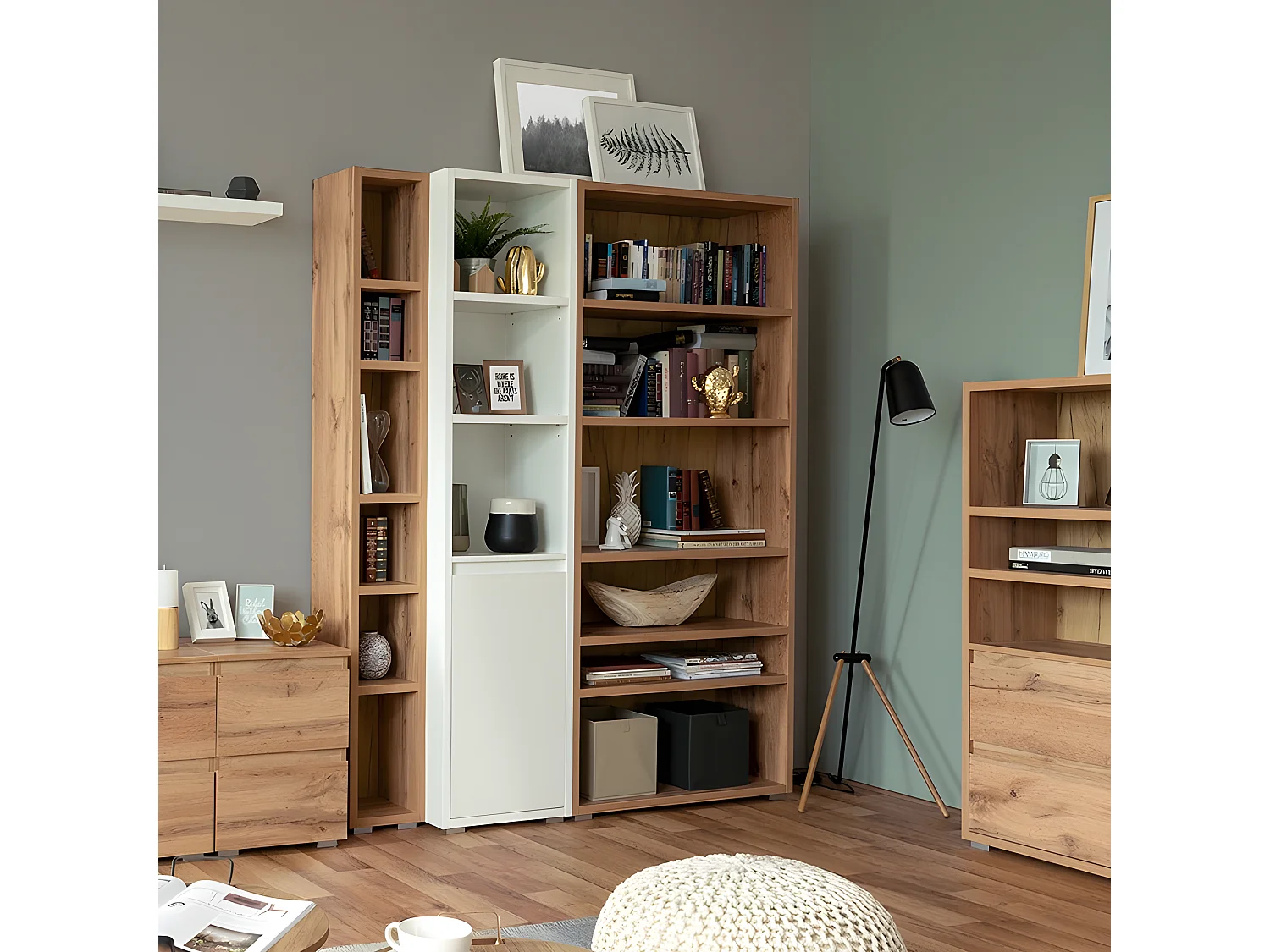 Etagère 85 cm 6 niches naturel