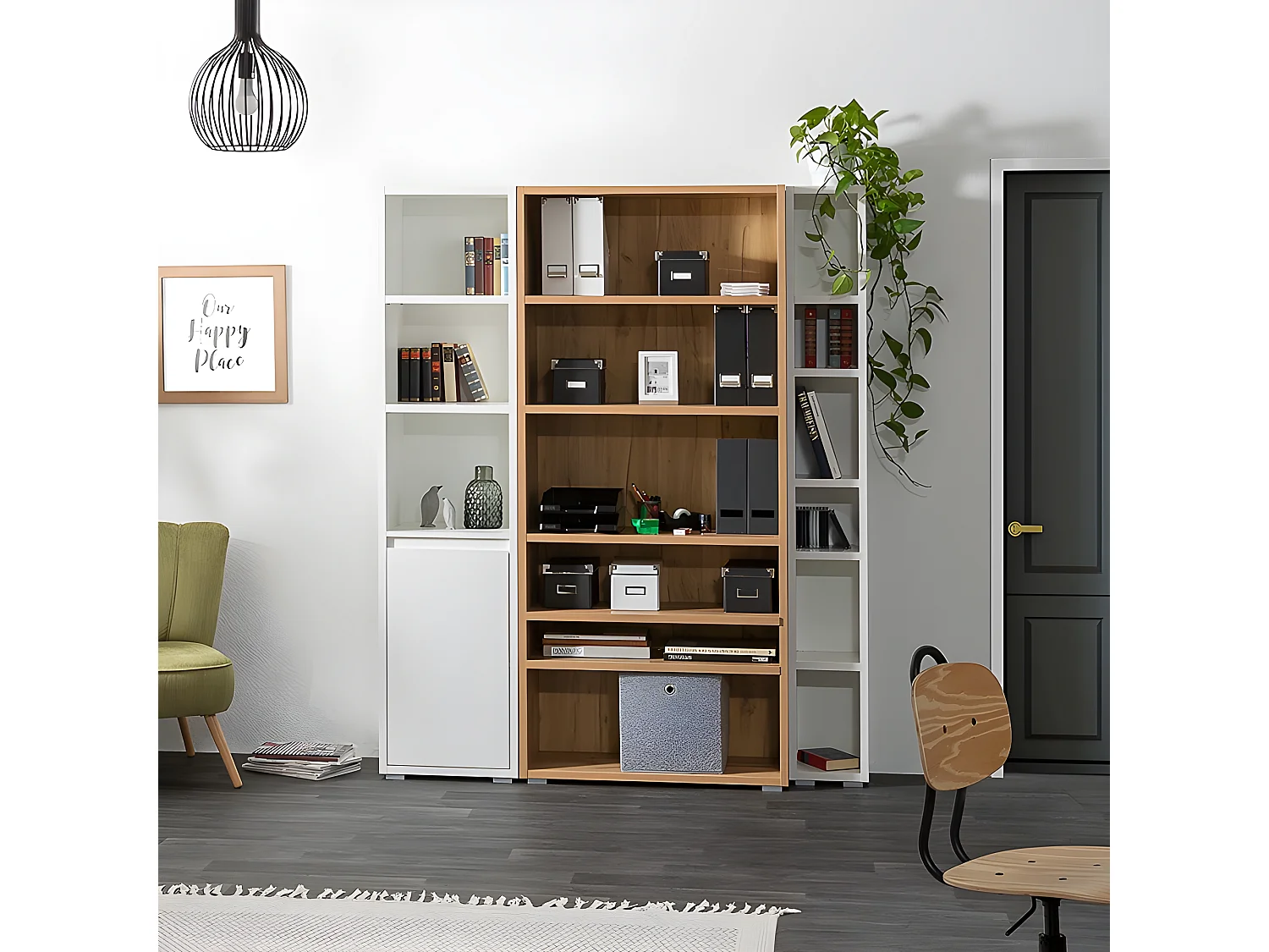 Etagère 85 cm 6 niches naturel