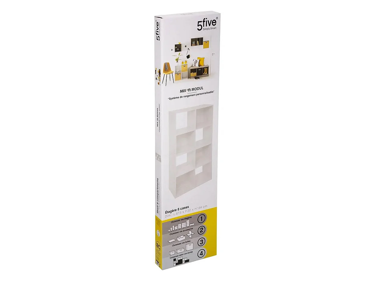 Meuble Étagère 8 cases de rangement Blanc H 134 cm