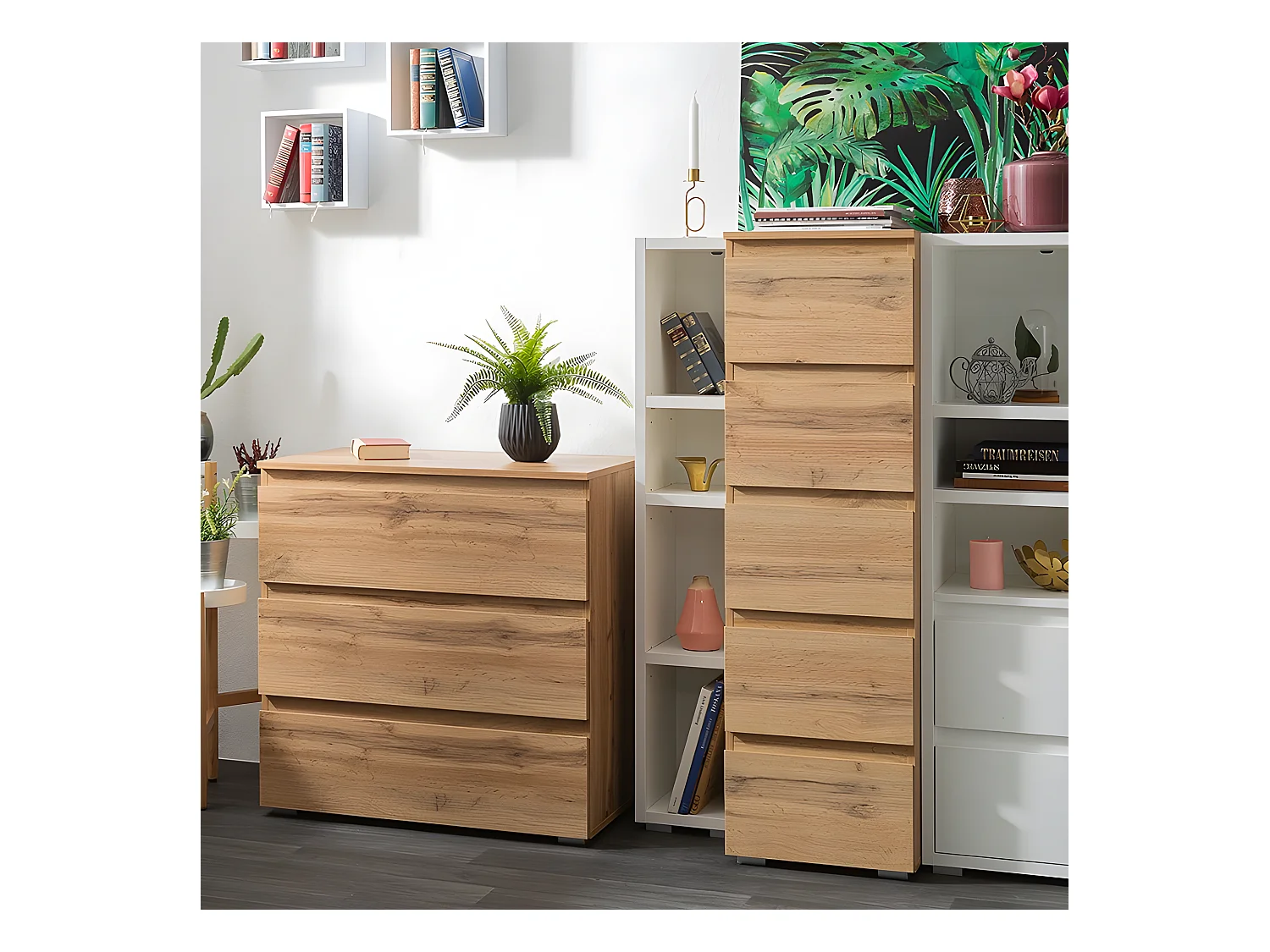 Etagère étroite 4 niches blanc