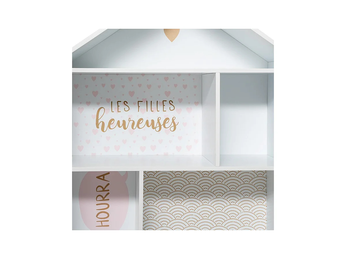 Estantería Casita bazar MDF rosa Jolie 114x73.5x30 cm