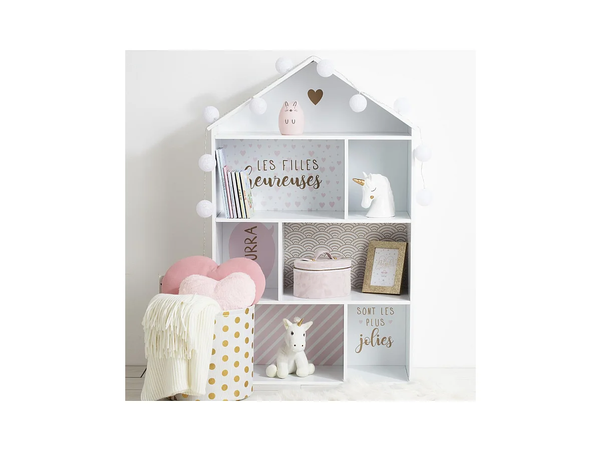 Estantería Casita bazar MDF rosa Jolie 114x73.5x30 cm