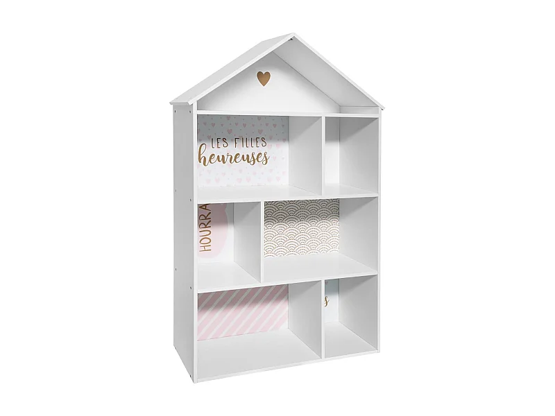 Étagère Déco pour Enfant "7 Cases" 114cm Rose