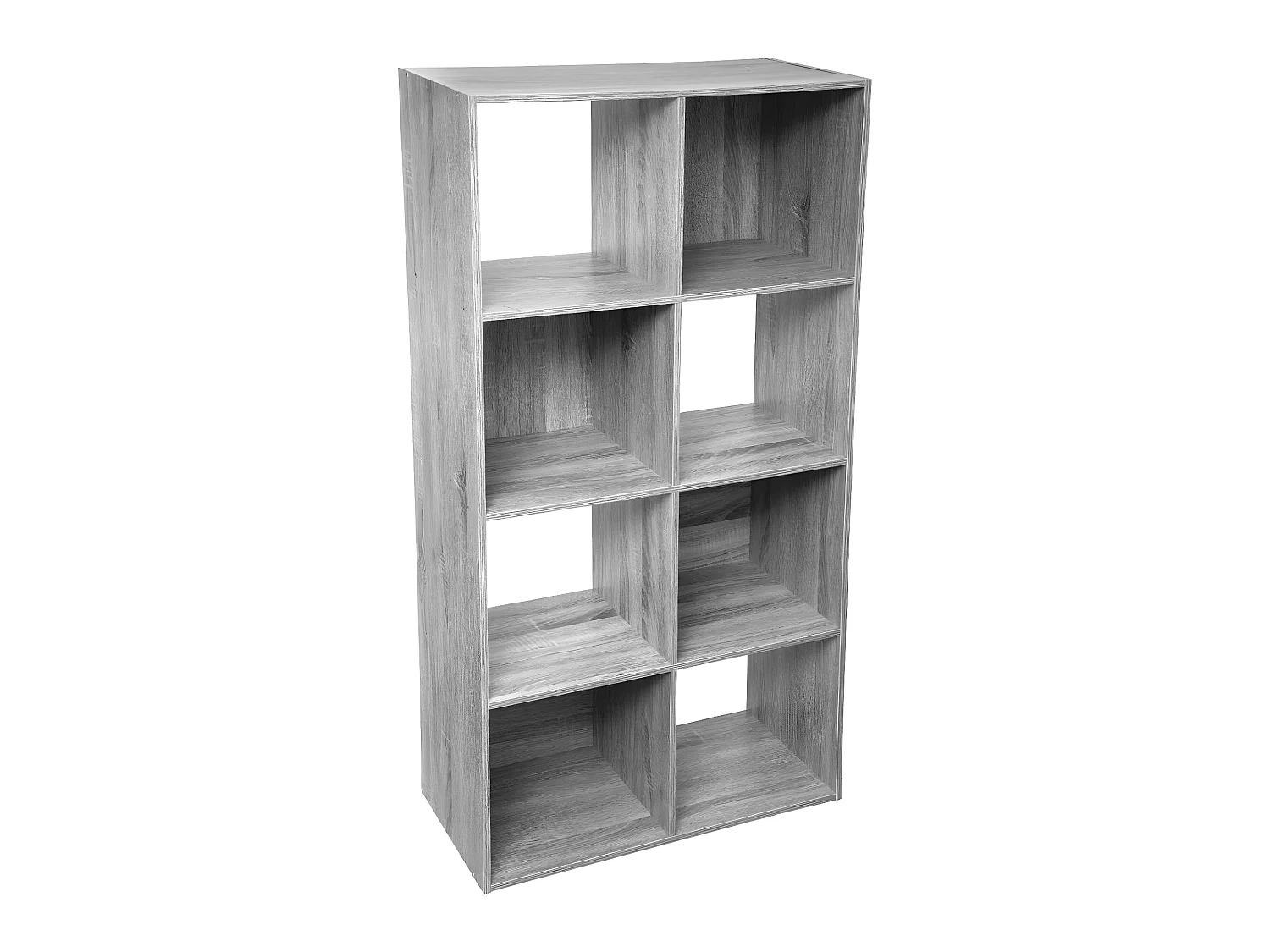 Meuble Étagère 8 cases de rangement effet chêne gris H 134 cm