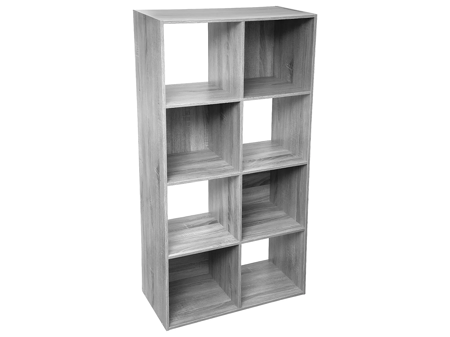 Meuble Étagère 8 cases de rangement effet chêne gris H 134 cm