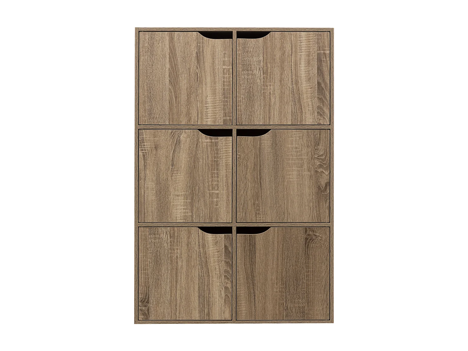 Meuble Etagère 6 Cases de rangement 6 Portes effet bois naturel H 100.5 cm