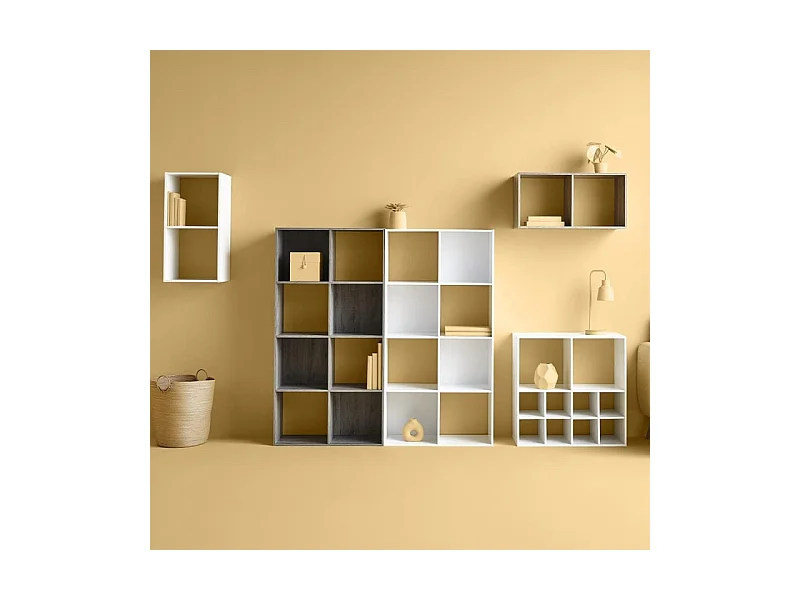 Meuble Étagère 8 cases de rangement effet bois naturel H 134 cm