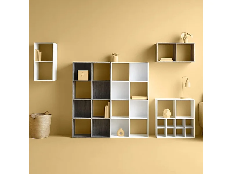 Meuble Étagère 8 cases de rangement effet bois naturel H 134 cm