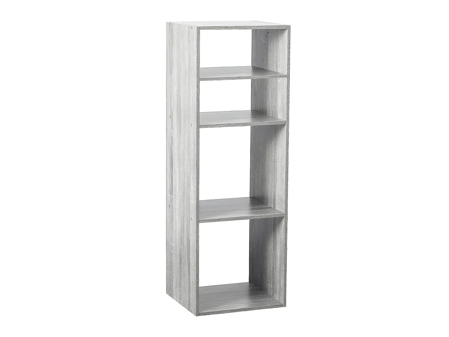 Meuble Étagère 4 cases de rangement effet chêne gris H 100.5 cm