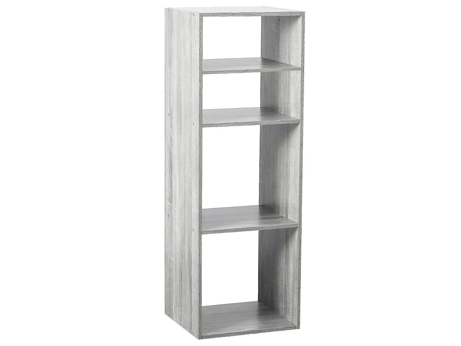 Meuble Étagère 4 cases de rangement effet chêne gris H 100.5 cm