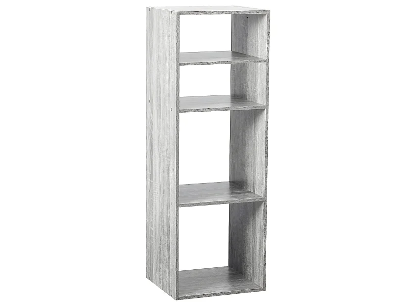 Meuble Étagère 4 cases de rangement effet chêne gris H 100.5 cm