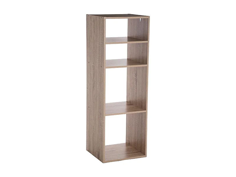 Meuble Étagère 4 cases de rangement effet bois naturel H 100.5 cm